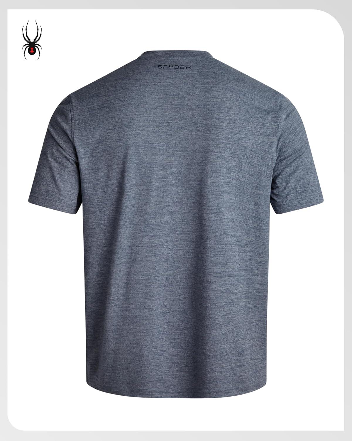 imageSpyder Mens T Shirt Athletic Performance Short Sleeve Running Workout Tee Moisture Wicking Crewneck Shirts for MenSlate Blue Logo