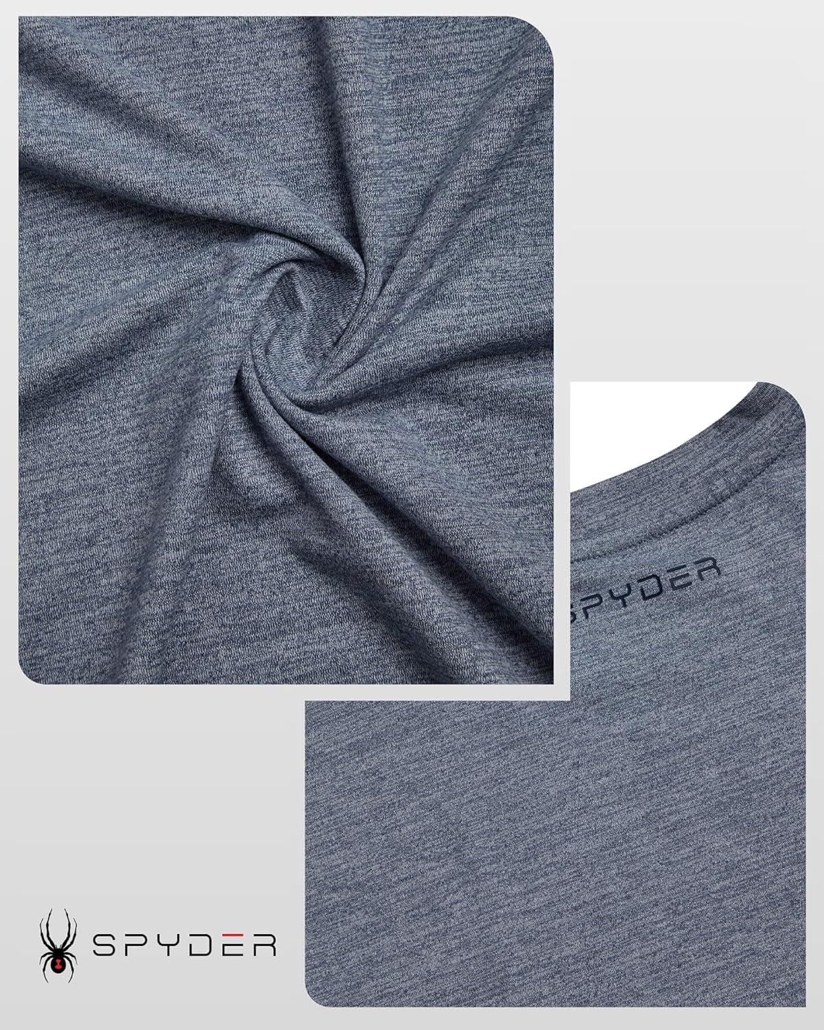 imageSpyder Mens T Shirt Athletic Performance Short Sleeve Running Workout Tee Moisture Wicking Crewneck Shirts for MenSlate Blue Logo