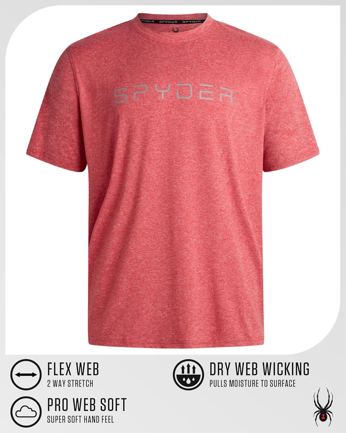 imageSpyder Mens T Shirt Athletic Performance Short Sleeve Running Workout Tee Moisture Wicking Crewneck Shirts for MenSpyder Red