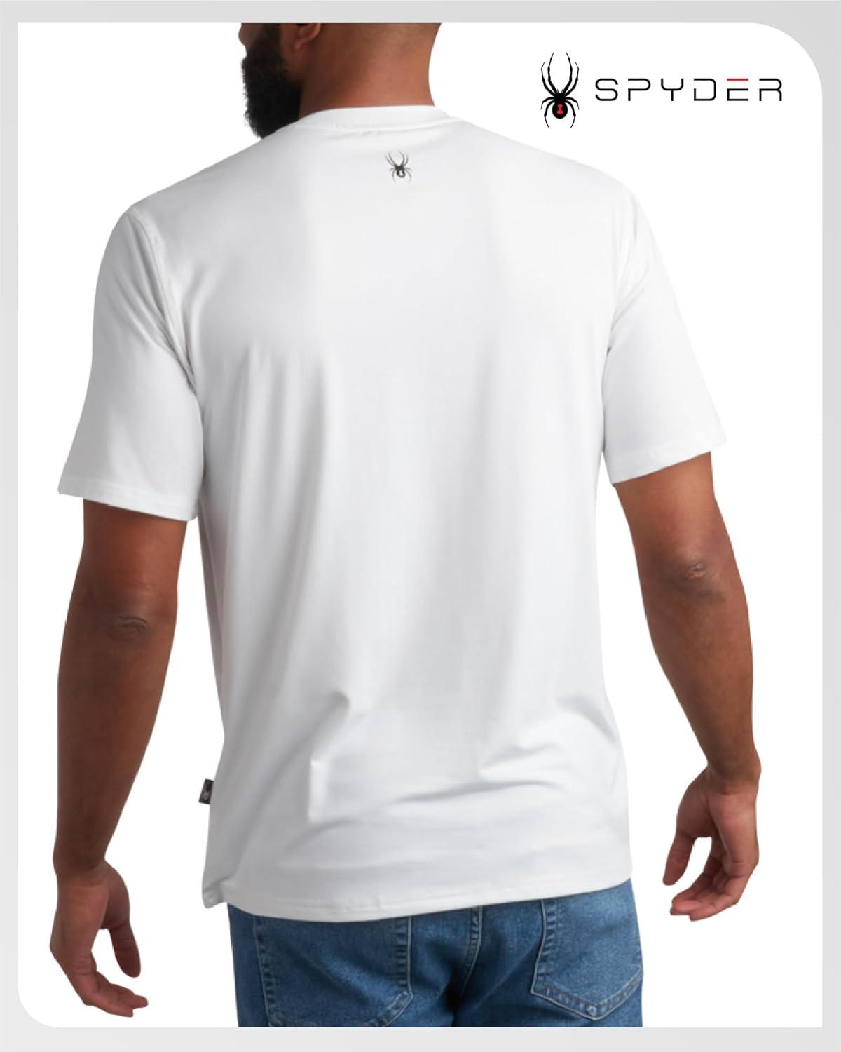 imageSpyder Mens T Shirt Athletic Performance Short Sleeve Running Workout Tee Moisture Wicking Crewneck Shirts for MenWhite