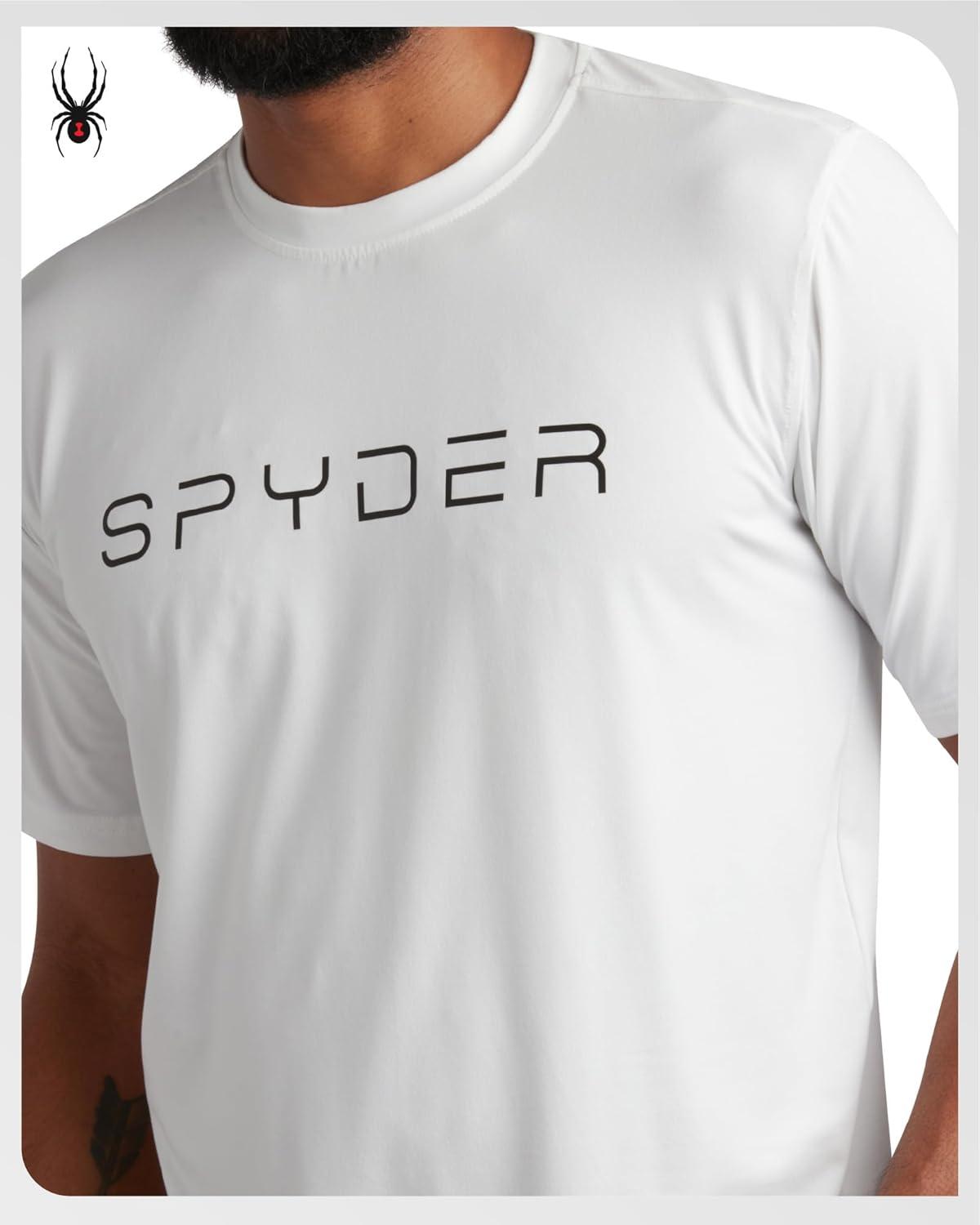 imageSpyder Mens T Shirt Athletic Performance Short Sleeve Running Workout Tee Moisture Wicking Crewneck Shirts for MenWhite