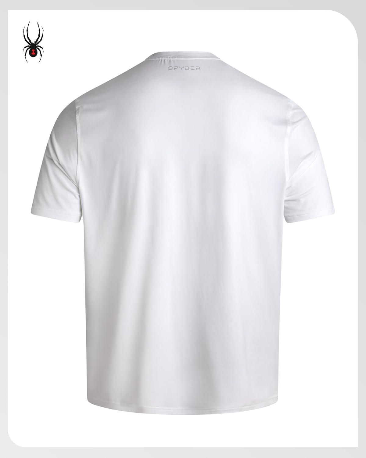 imageSpyder Mens T Shirt Athletic Performance Short Sleeve Running Workout Tee Moisture Wicking Crewneck Shirts for MenWhite Chest Logo