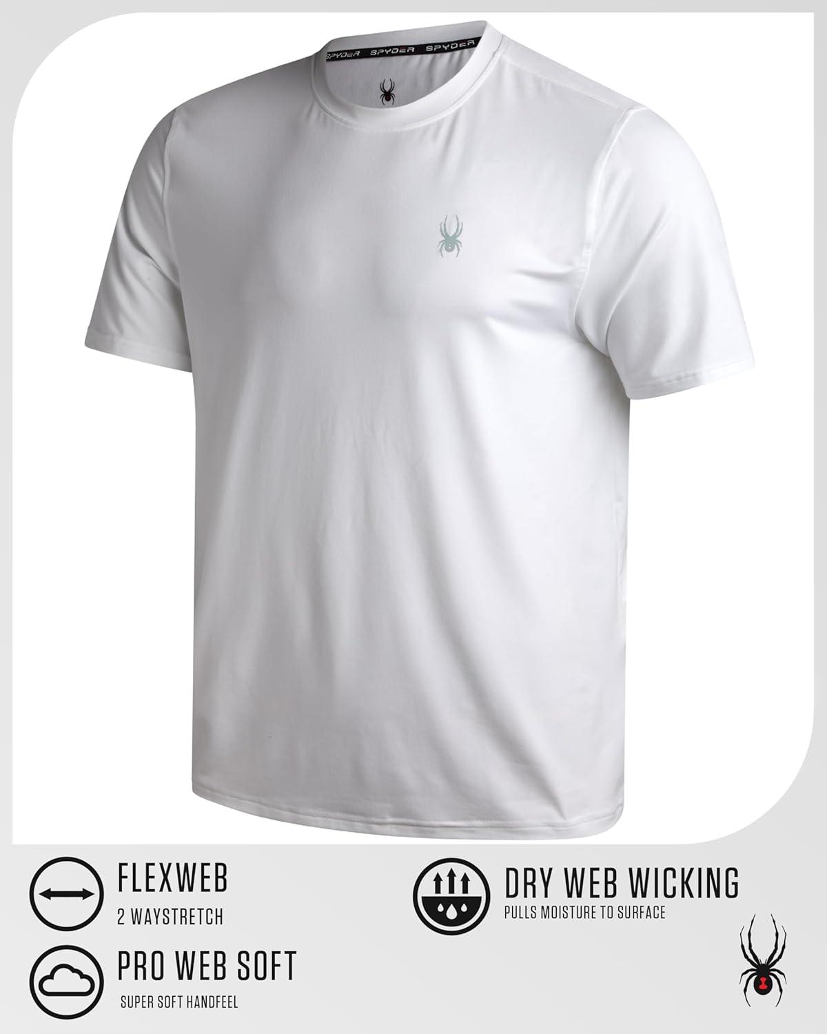 imageSpyder Mens T Shirt Athletic Performance Short Sleeve Running Workout Tee Moisture Wicking Crewneck Shirts for MenWhite Chest Logo