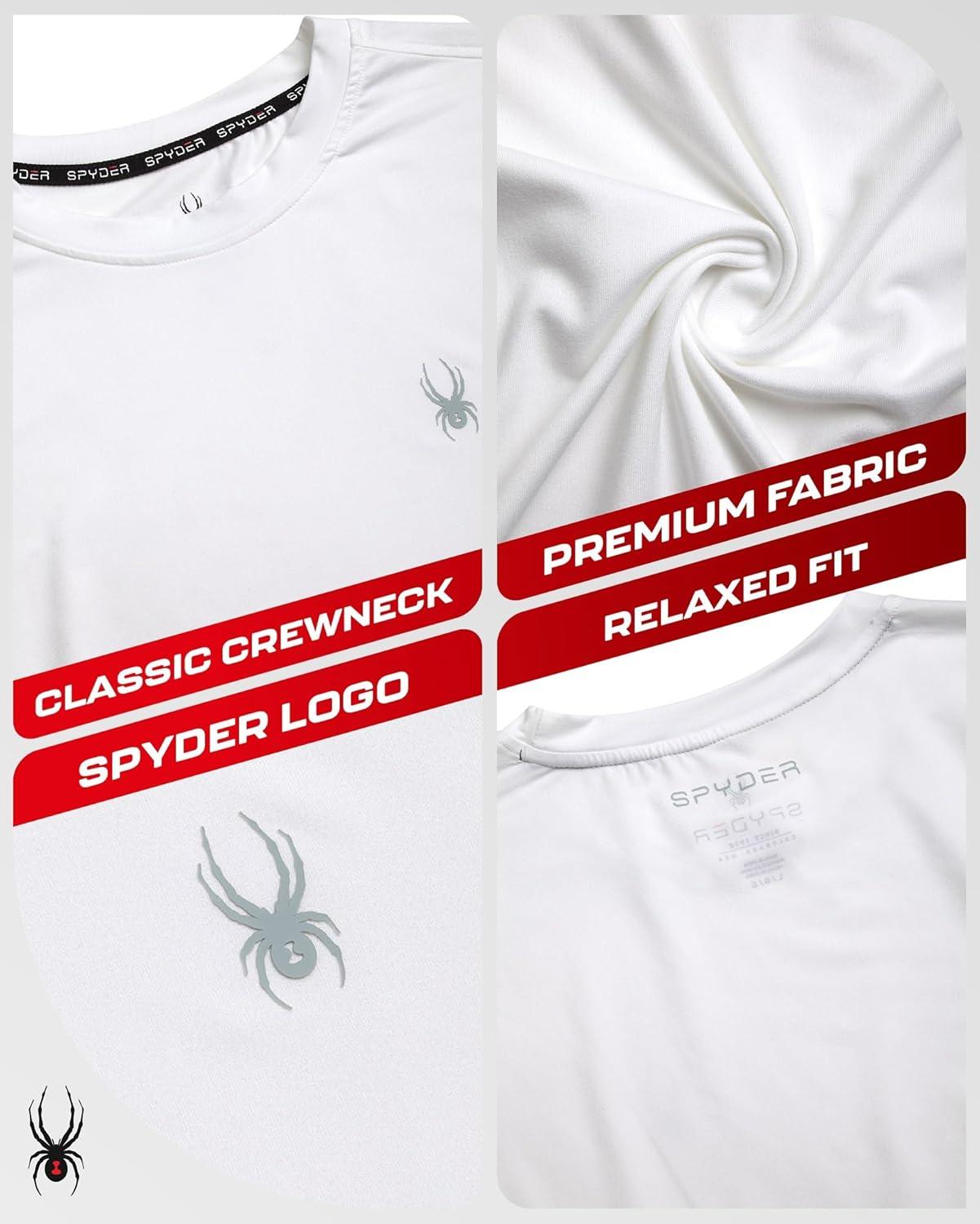 imageSpyder Mens T Shirt Athletic Performance Short Sleeve Running Workout Tee Moisture Wicking Crewneck Shirts for MenWhite Chest Logo