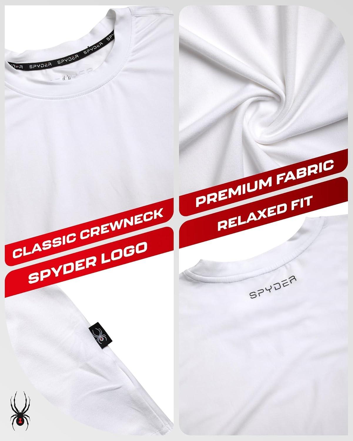 imageSpyder Mens T Shirt Athletic Performance Short Sleeve Running Workout Tee Moisture Wicking Crewneck Shirts for MenWhite Sleeve Logo