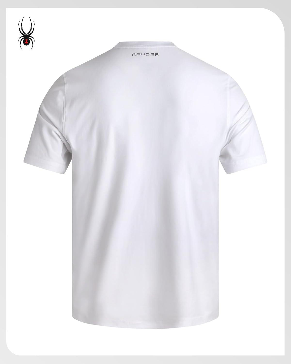 imageSpyder Mens T Shirt Athletic Performance Short Sleeve Running Workout Tee Moisture Wicking Crewneck Shirts for MenWhite Sleeve Logo