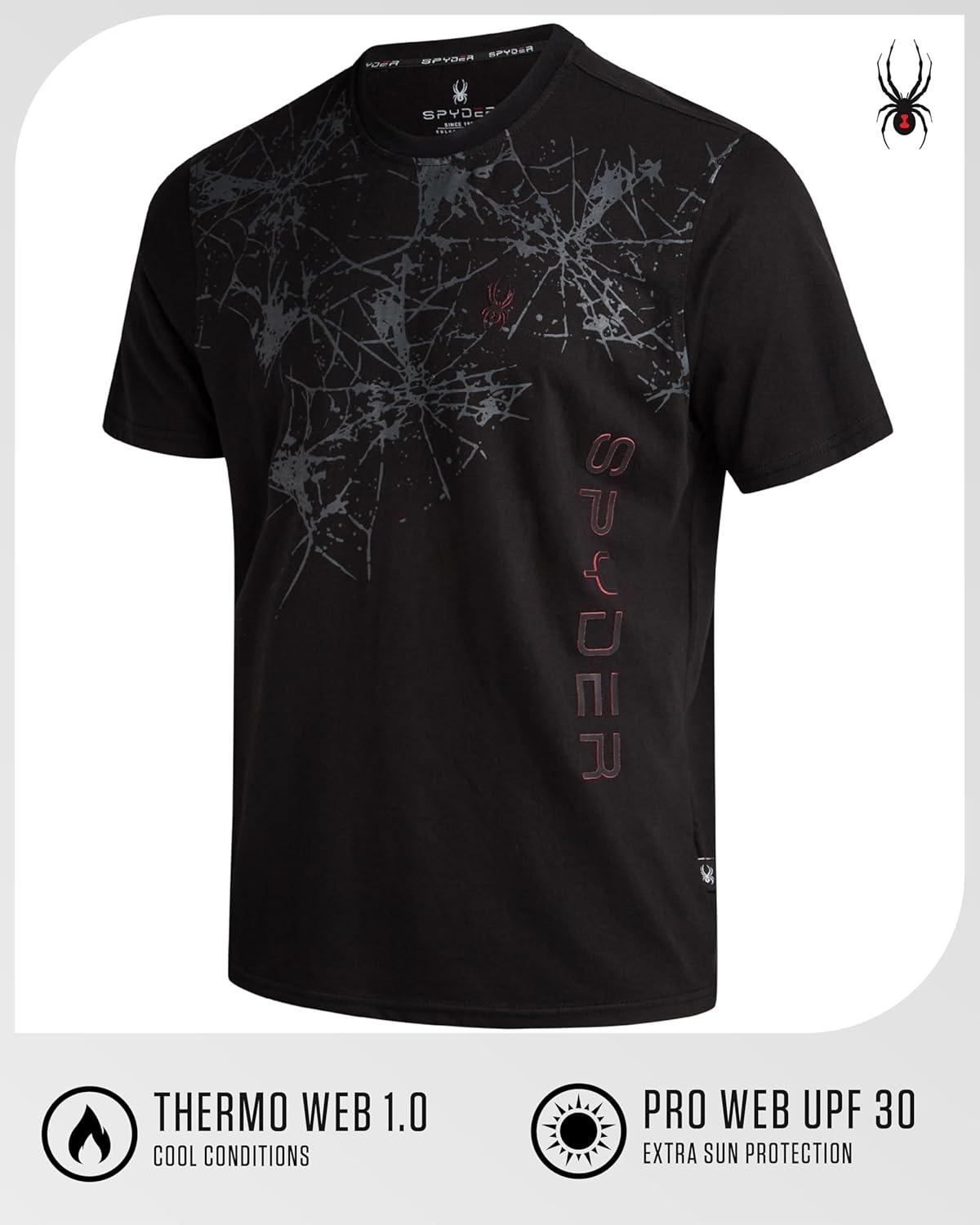 imageSpyder Mens T Shirt Lightweight Cotton Blend Short Sleeve Athletic Jersey Shirts for Men for Training Running or CasualBlack Web