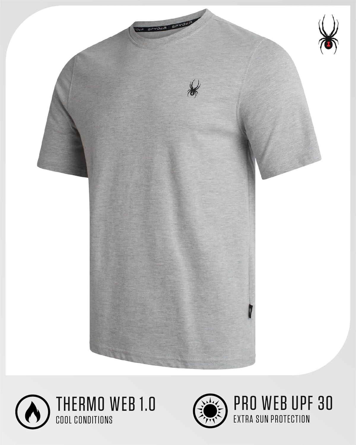 imageSpyder Mens T Shirt Lightweight Cotton Blend Short Sleeve Athletic Jersey Shirts for Men for Training Running or CasualHeather Grey