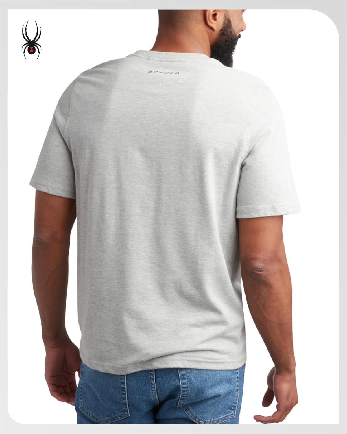 imageSpyder Mens T Shirt Lightweight Cotton Blend Short Sleeve Athletic Jersey Shirts for Men for Training Running or CasualHeather Grey