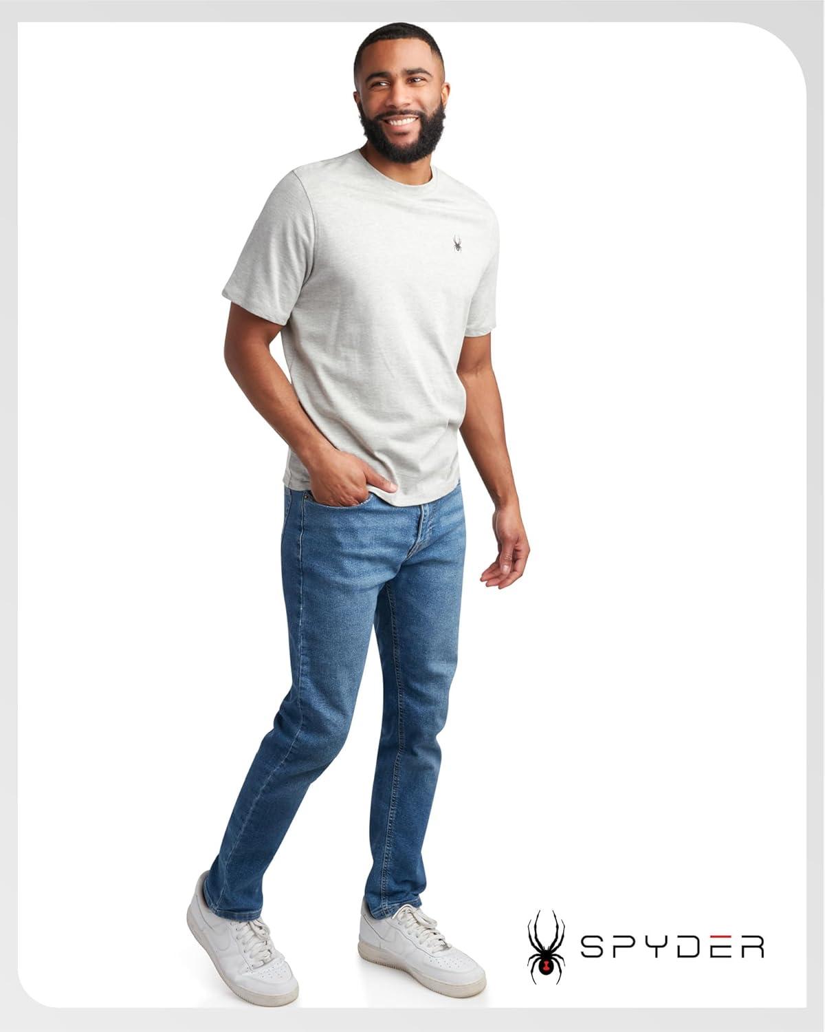 imageSpyder Mens T Shirt Lightweight Cotton Blend Short Sleeve Athletic Jersey Shirts for Men for Training Running or CasualHeather Grey