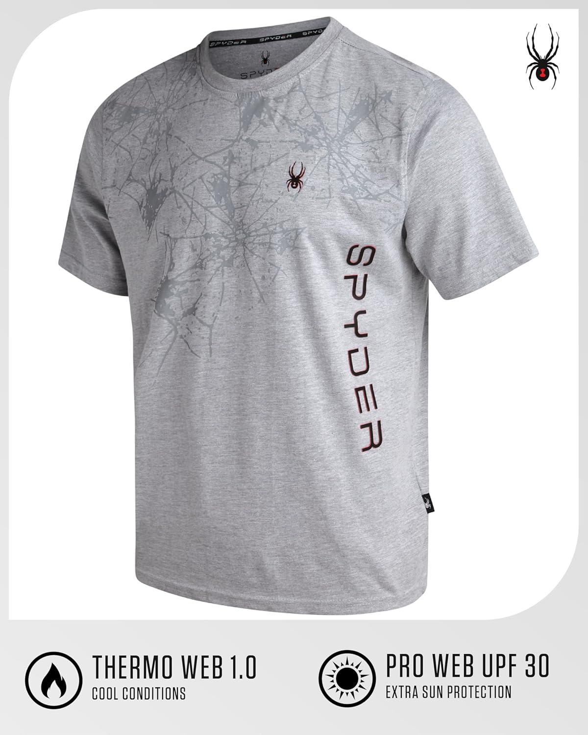 imageSpyder Mens T Shirt Lightweight Cotton Blend Short Sleeve Athletic Jersey Shirts for Men for Training Running or CasualHeather Grey Web