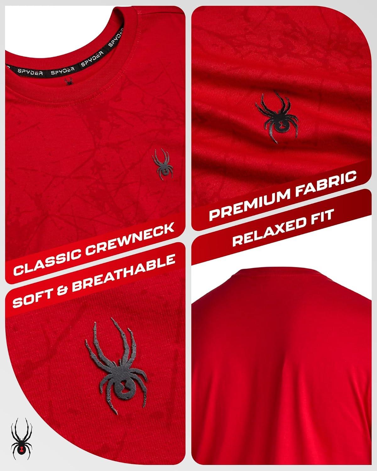 imageSpyder Mens T Shirt Lightweight Cotton Blend Short Sleeve Athletic Jersey Shirts for Men for Training Running or CasualSpyder Red Web