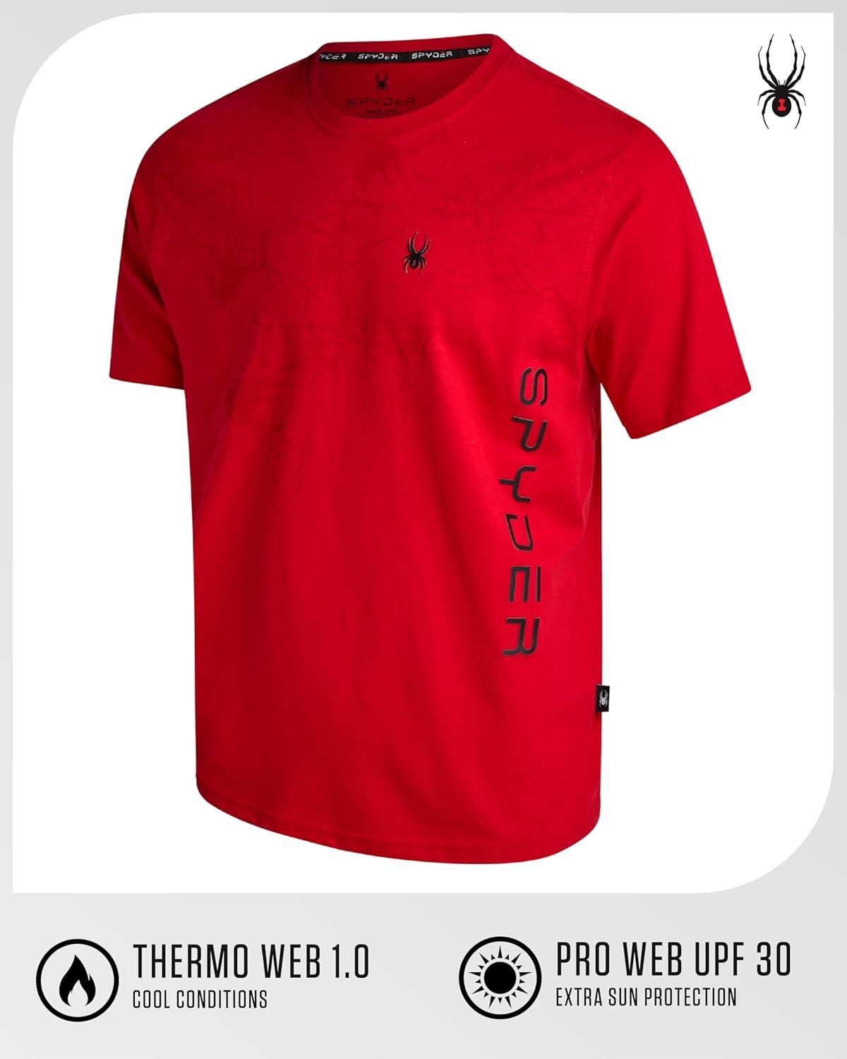 imageSpyder Mens T Shirt Lightweight Cotton Blend Short Sleeve Athletic Jersey Shirts for Men for Training Running or CasualSpyder Red Web