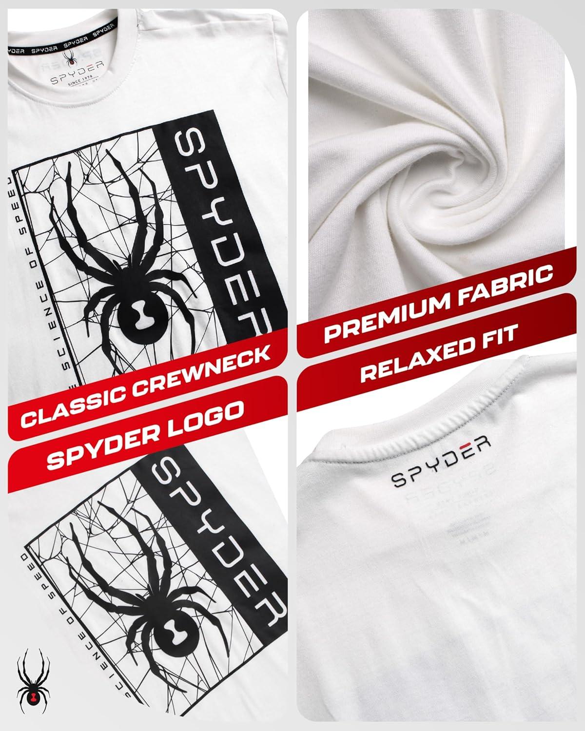 imageSpyder Mens TShirts Soft Cotton Blend Crewneck Short Sleeve Graphic Tees for Men Streetwear Graphic Casual Mens ShirtsWhite Spyder