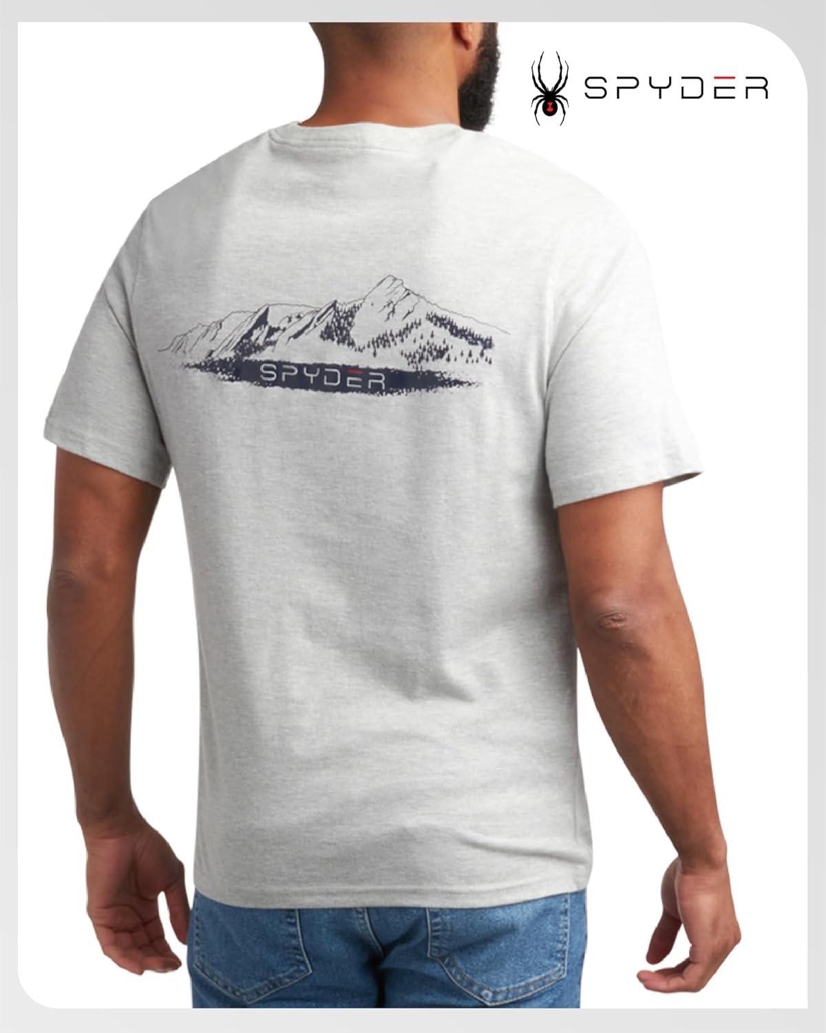 imageSpyder Mens TShirts Soft Cotton Blend Short Sleeve Graphic Tees Crew Neck Tshirt for Men Casual Shirts for Daily WearHeather Grey