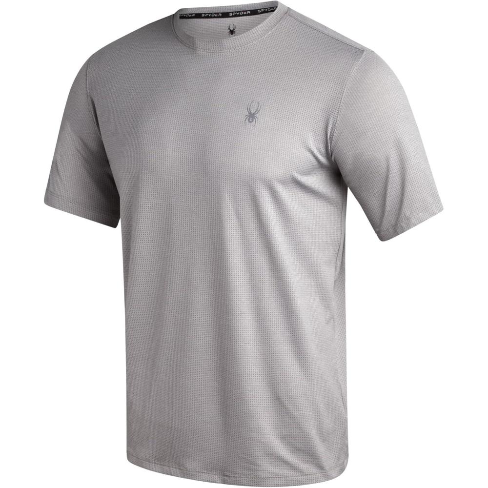 imageSpyder Mens Athletic Shirts Moisture Wicking Short Sleeve Crewneck Workout Shirts for Men Relaxed Fit Mens Shirts for GymLight Grey