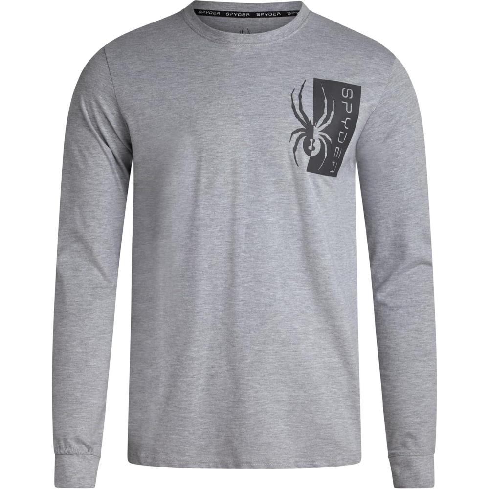 imageSpyder Mens Long Sleeve Shirt Lightweight Casual Crewneck Pullover Graphic Tee Classic Fit Long Sleeve Shirts for MenHeather Grey Logo