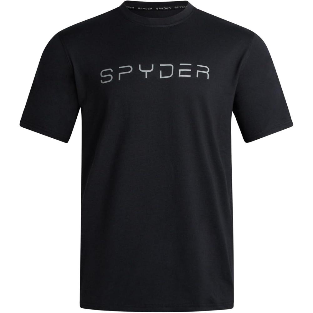 imageSpyder Mens T Shirt Athletic Performance Short Sleeve Running Workout Tee Moisture Wicking Crewneck Shirts for MenHeather Black