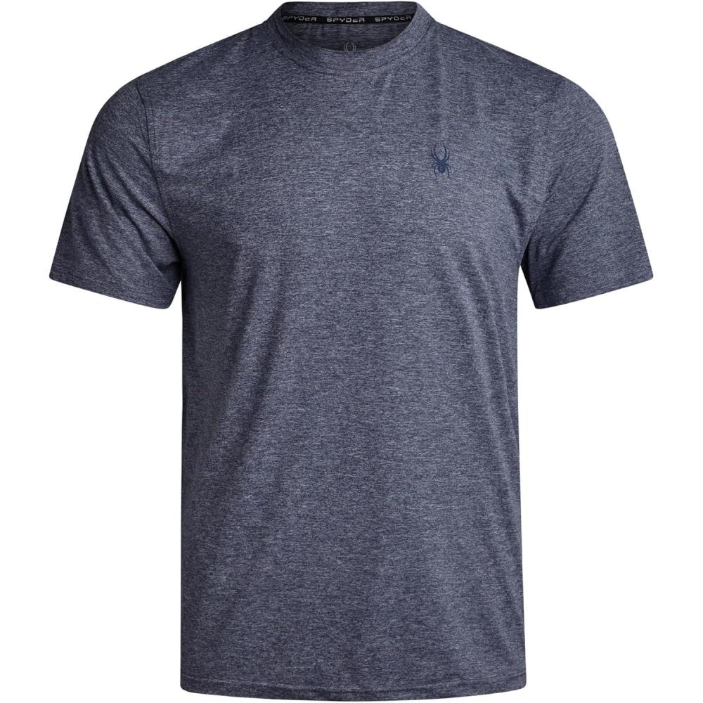 imageSpyder Mens T Shirt Athletic Performance Short Sleeve Running Workout Tee Moisture Wicking Crewneck Shirts for MenNavy Heather Solid