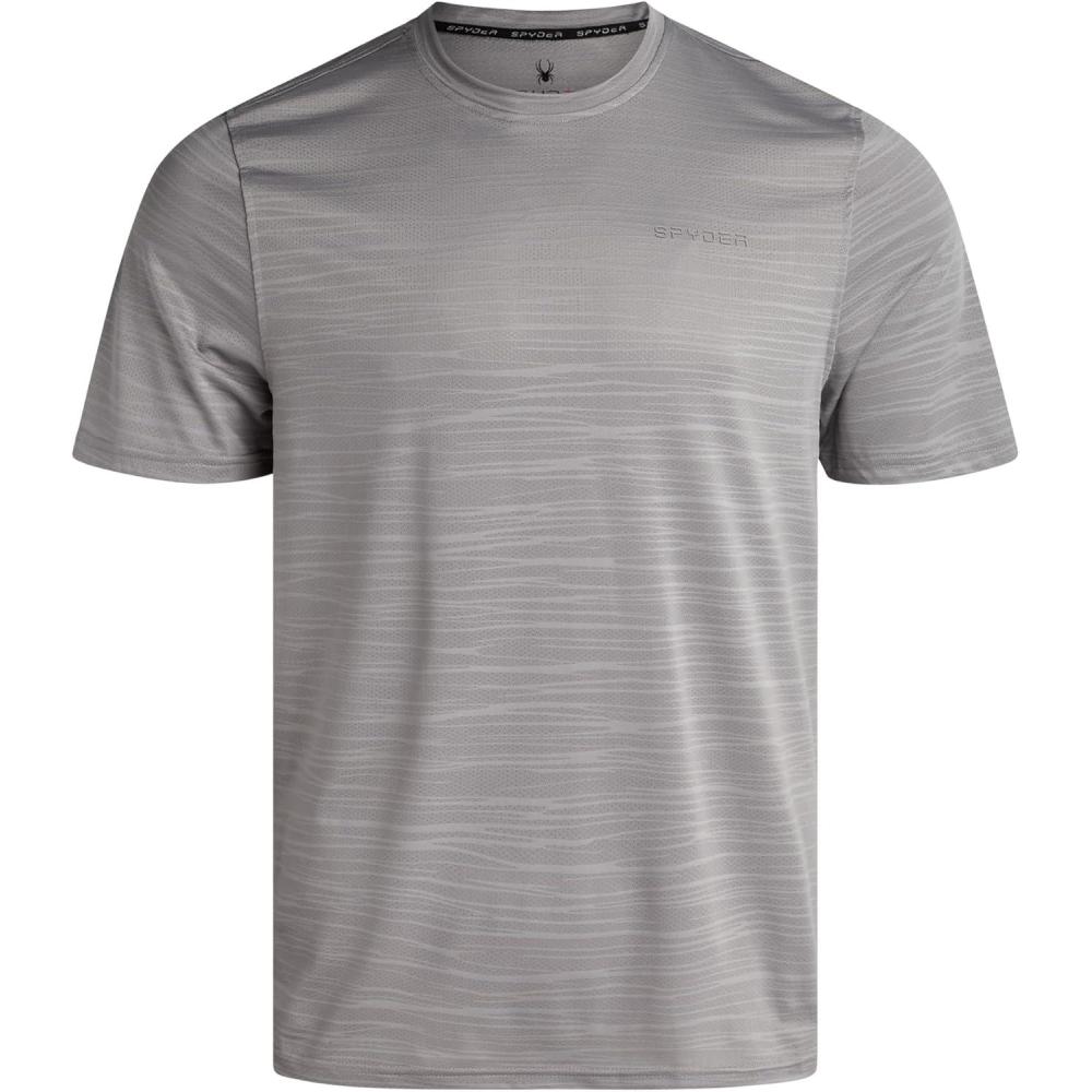 imageSpyder Mens T Shirt Athletic Performance Short Sleeve Running Workout Tee Moisture Wicking Crewneck Shirts for MenPewter Jacquard
