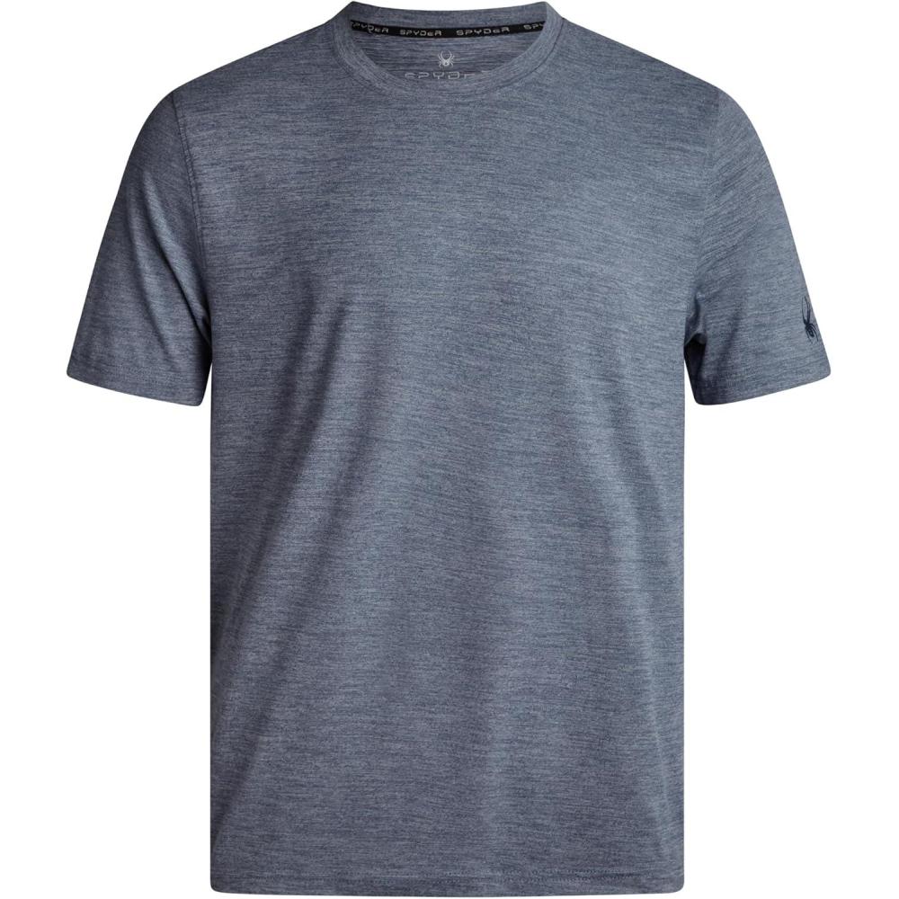 imageSpyder Mens T Shirt Athletic Performance Short Sleeve Running Workout Tee Moisture Wicking Crewneck Shirts for MenSlate Blue Logo
