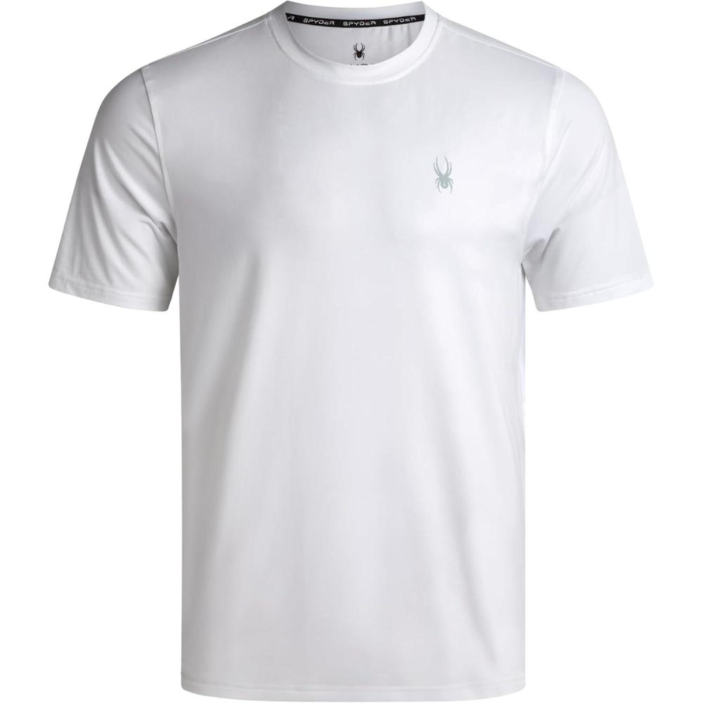 imageSpyder Mens T Shirt Athletic Performance Short Sleeve Running Workout Tee Moisture Wicking Crewneck Shirts for MenWhite Chest Logo