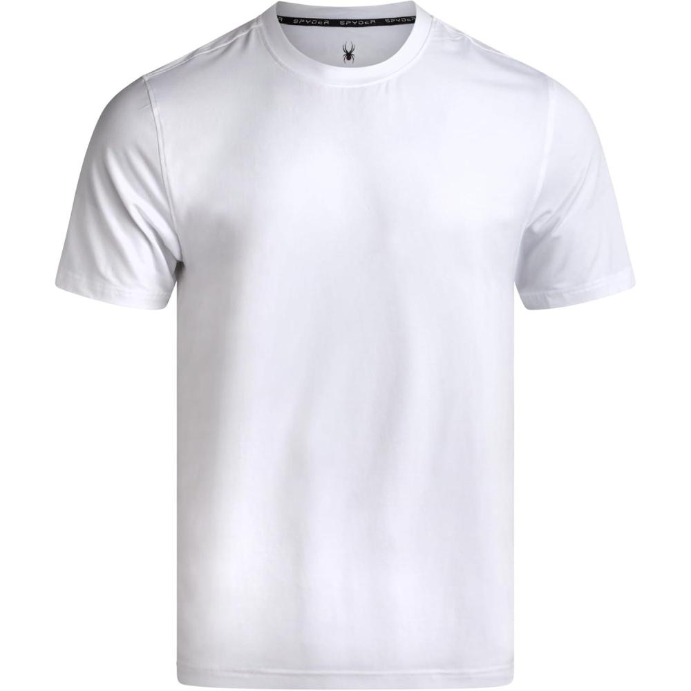 imageSpyder Mens T Shirt Athletic Performance Short Sleeve Running Workout Tee Moisture Wicking Crewneck Shirts for MenWhite Sleeve Logo