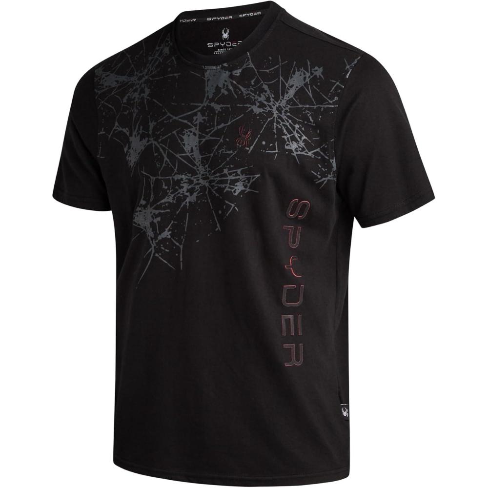 imageSpyder Mens T Shirt Lightweight Cotton Blend Short Sleeve Athletic Jersey Shirts for Men for Training Running or CasualBlack Web