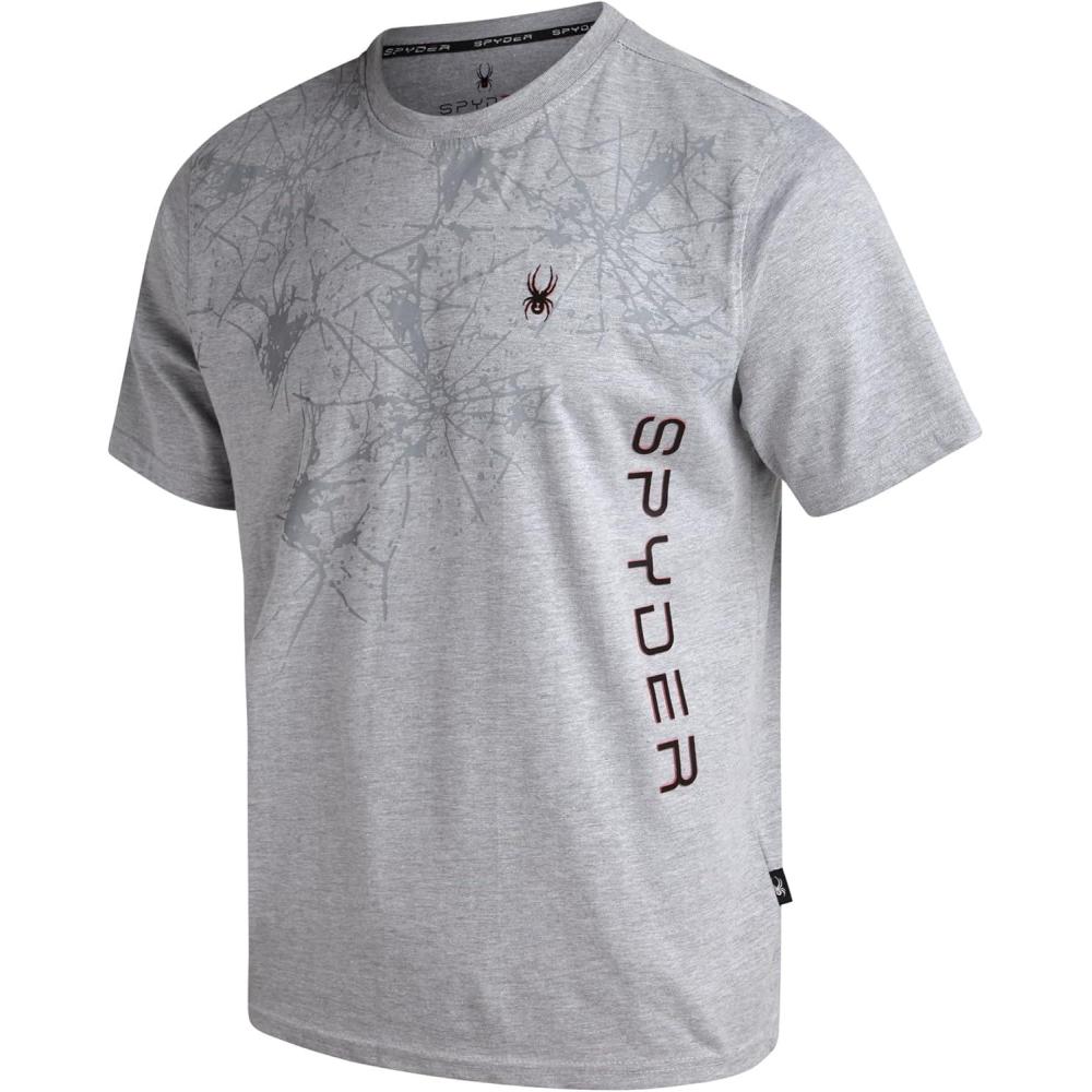 imageSpyder Mens T Shirt Lightweight Cotton Blend Short Sleeve Athletic Jersey Shirts for Men for Training Running or CasualHeather Grey Web