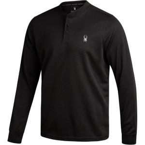 Spyder Mens Henley Shirt – Lightweight Quick Dry Moisture Wicking Long Sleeve Athletic Performance Shirts for Men(Black)
