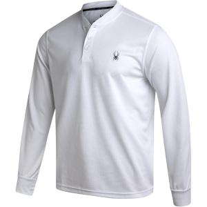Spyder Mens Henley Shirt – Lightweight Quick Dry Moisture Wicking Long Sleeve Athletic Performance Shirts for Men(White)