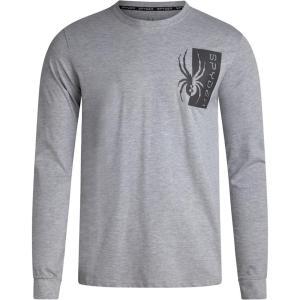 Spyder Mens Long Sleeve Shirt – Lightweight Casual Crewneck Pullover Graphic Tee – Classic Fit Long Sleeve Shirts for Men(Heather Grey Logo)