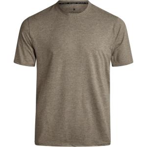 Spyder Mens T Shirt – Athletic Performance Short Sleeve Running Workout Tee – Moisture Wicking Crewneck Shirts for Men(Brown Stone Logo)