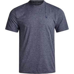 Spyder Mens T Shirt – Athletic Performance Short Sleeve Running Workout Tee – Moisture Wicking Crewneck Shirts for Men(Navy Heather Solid)