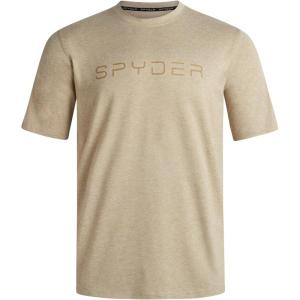 Spyder Mens T Shirt – Athletic Performance Short Sleeve Running Workout Tee – Moisture Wicking Crewneck Shirts for Men(Stone)