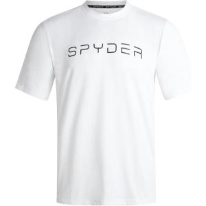 Spyder Mens T Shirt – Athletic Performance Short Sleeve Running Workout Tee – Moisture Wicking Crewneck Shirts for Men(White)