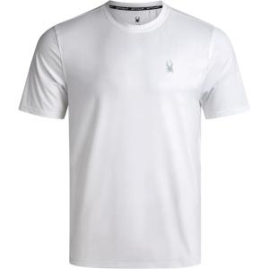 Spyder Mens T Shirt – Athletic Performance Short Sleeve Running Workout Tee – Moisture Wicking Crewneck Shirts for Men(White Chest Logo)