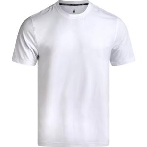 Spyder Mens T Shirt – Athletic Performance Short Sleeve Running Workout Tee – Moisture Wicking Crewneck Shirts for Men(White Sleeve Logo)