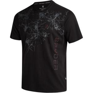 Spyder Mens T Shirt – Lightweight Cotton Blend Short Sleeve Athletic Jersey Shirts for Men for Training Running or Casual(Black Web)