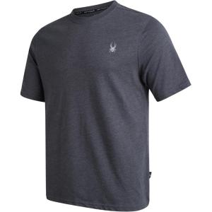 Spyder Mens T Shirt – Lightweight Cotton Blend Short Sleeve Athletic Jersey Shirts for Men for Training Running or Casual(Charcoal Heather)