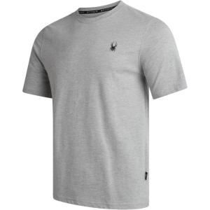 Spyder Mens T Shirt – Lightweight Cotton Blend Short Sleeve Athletic Jersey Shirts for Men for Training Running or Casual(Heather Grey)
