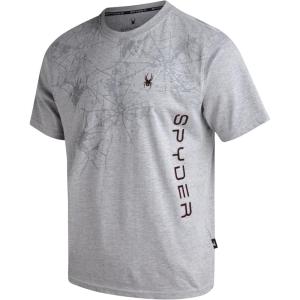 Spyder Mens T Shirt – Lightweight Cotton Blend Short Sleeve Athletic Jersey Shirts for Men for Training Running or Casual(Heather Grey Web)