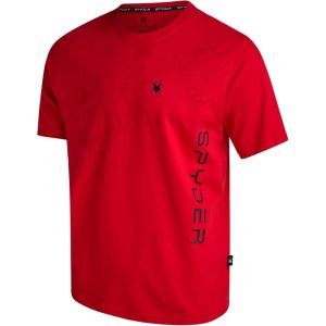 Spyder Mens T Shirt – Lightweight Cotton Blend Short Sleeve Athletic Jersey Shirts for Men for Training Running or Casual(Spyder Red Web)