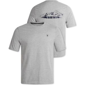 Spyder Mens T-Shirts – Soft Cotton Blend Short Sleeve Graphic Tees Crew Neck Tshirt for Men – Casual Shirts for Daily Wear(Heather Grey)