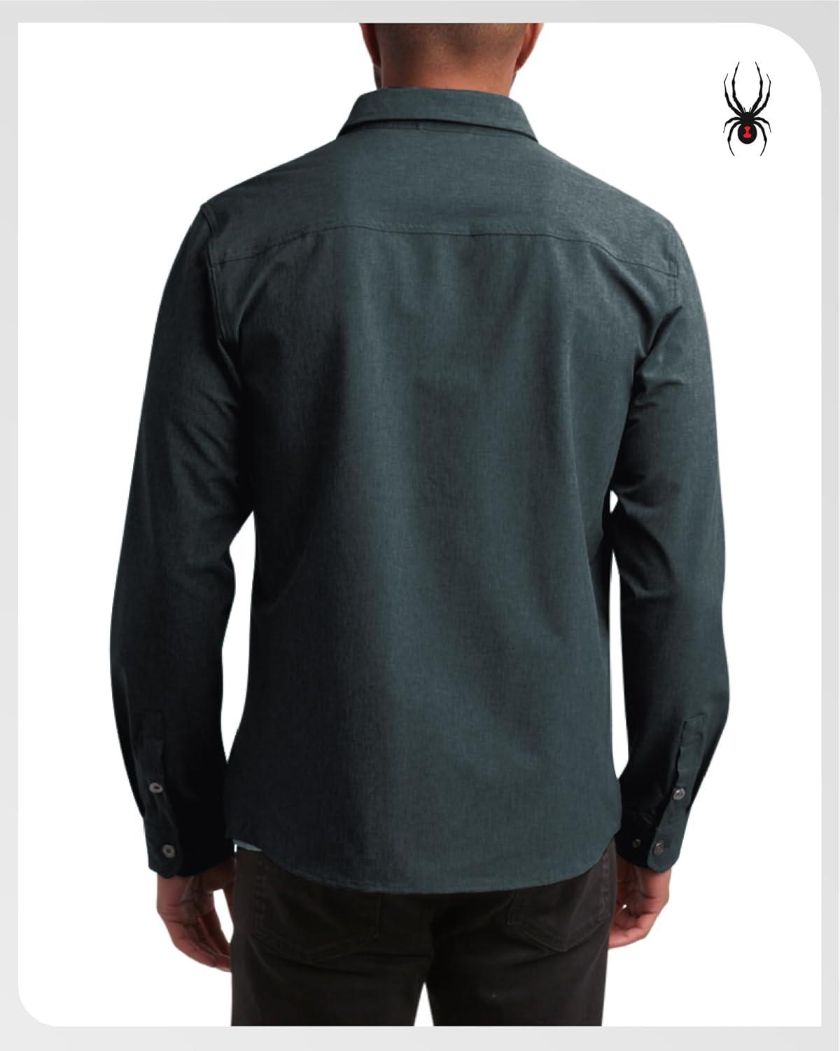 imageSpyder Mens Button Down Shirt Jacket Performance Long Sleeve Shirt Jacket for Men Casual Collared Mens Button Up ShirtsBlack