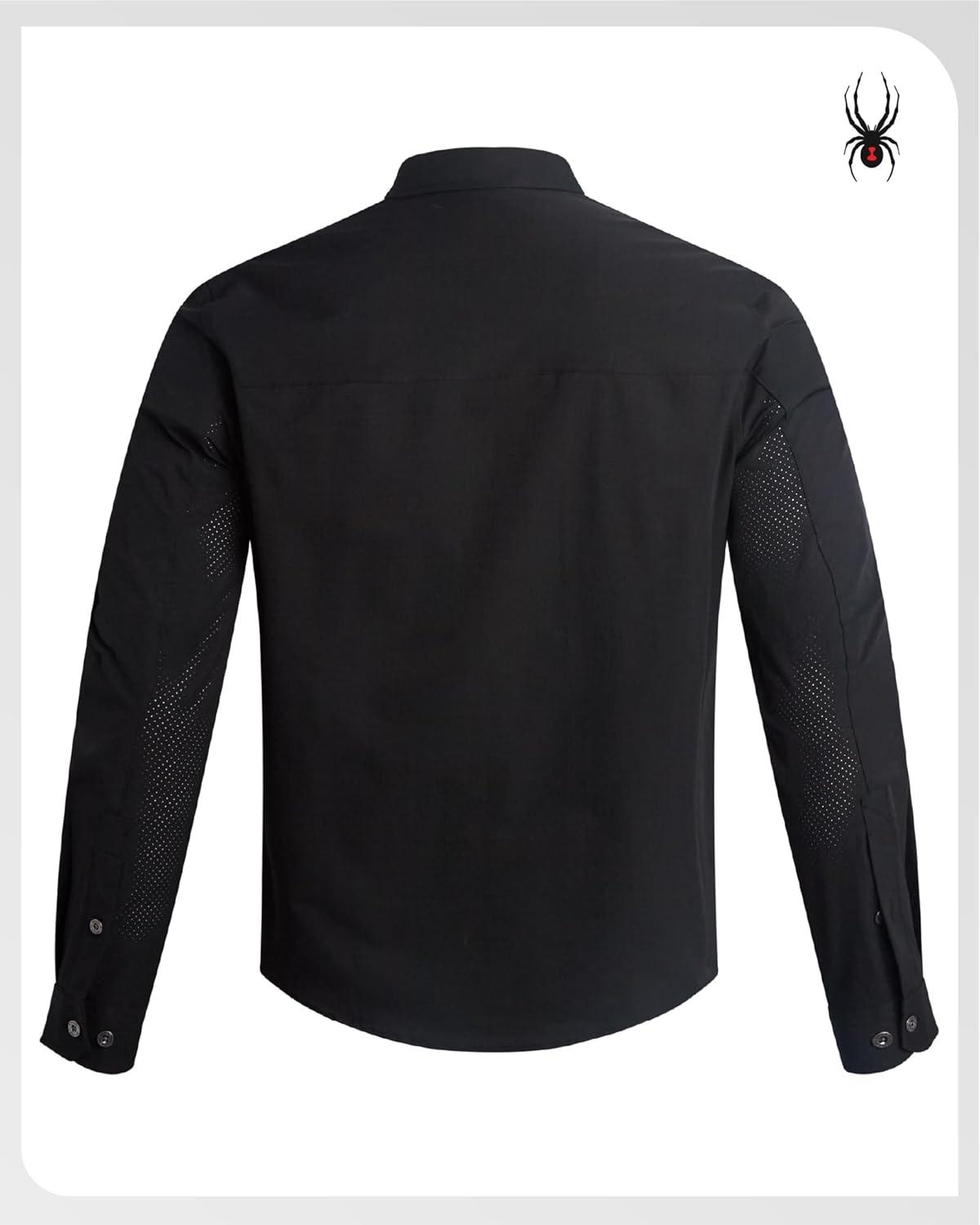 imageSpyder Mens Button Down Shirt Jacket Performance Long Sleeve Shirt Jacket for Men Casual Collared Mens Button Up ShirtsBlack Raven