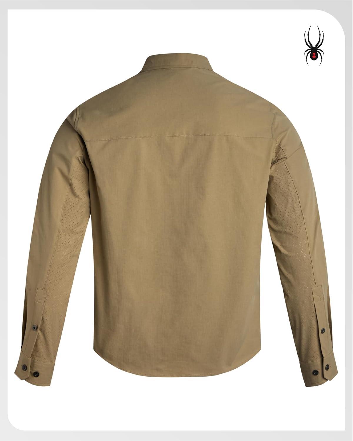 imageSpyder Mens Button Down Shirt Jacket Performance Long Sleeve Shirt Jacket for Men Casual Collared Mens Button Up ShirtsKhaki
