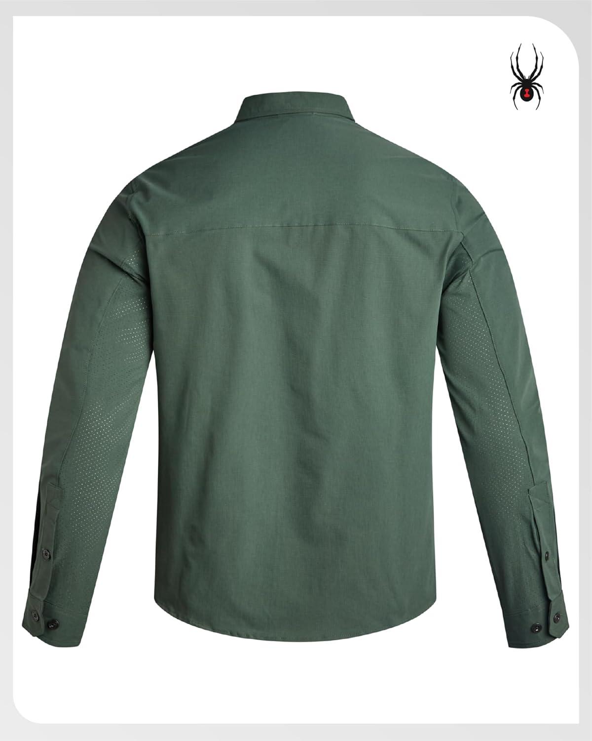 imageSpyder Mens Button Down Shirt Jacket Performance Long Sleeve Shirt Jacket for Men Casual Collared Mens Button Up ShirtsSpruce Green