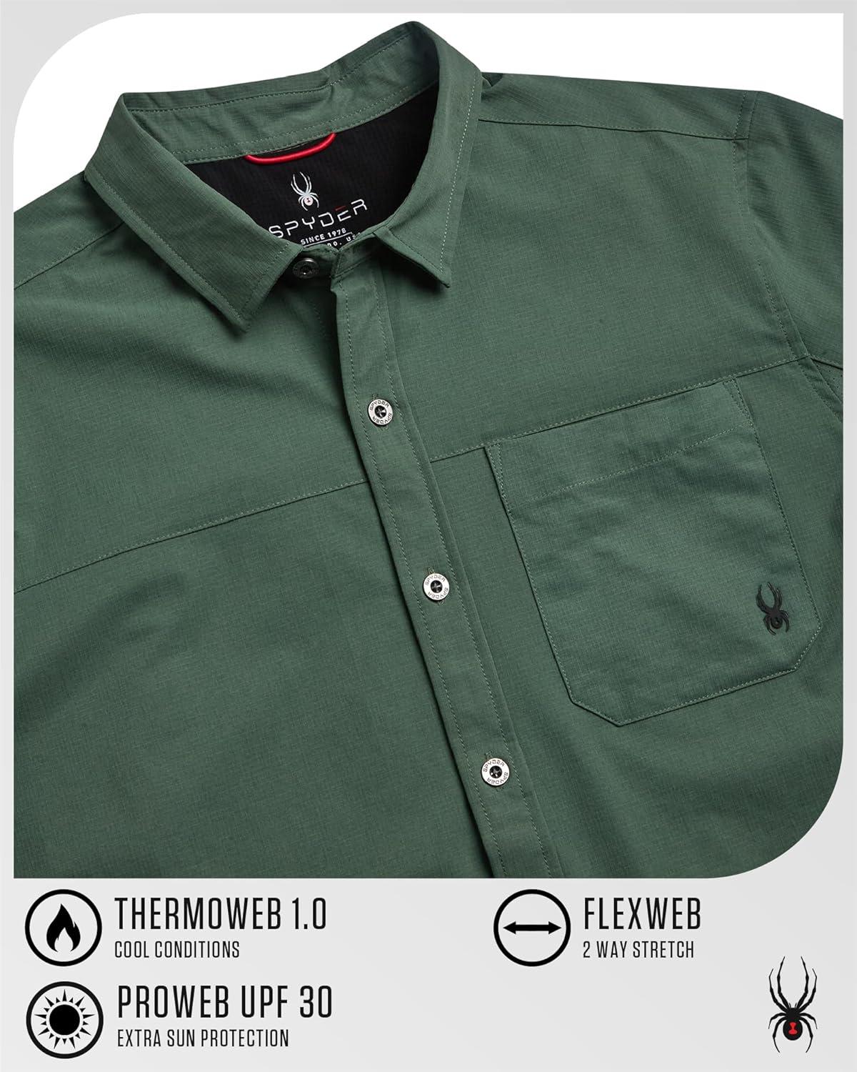 imageSpyder Mens Button Down Shirt Jacket Performance Long Sleeve Shirt Jacket for Men Casual Collared Mens Button Up ShirtsSpruce Green