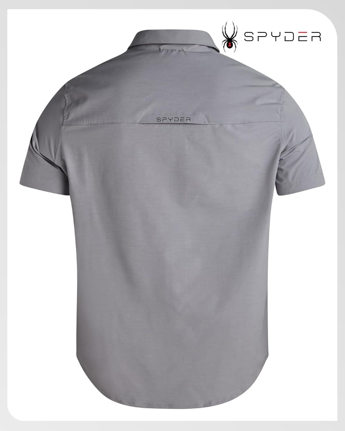 imageSpyder Mens Short Sleeve Button Down Shirts Lightweight Stretch Casual Collared Dress Shirts for Men Travel Office WorkwearPewter Smoke